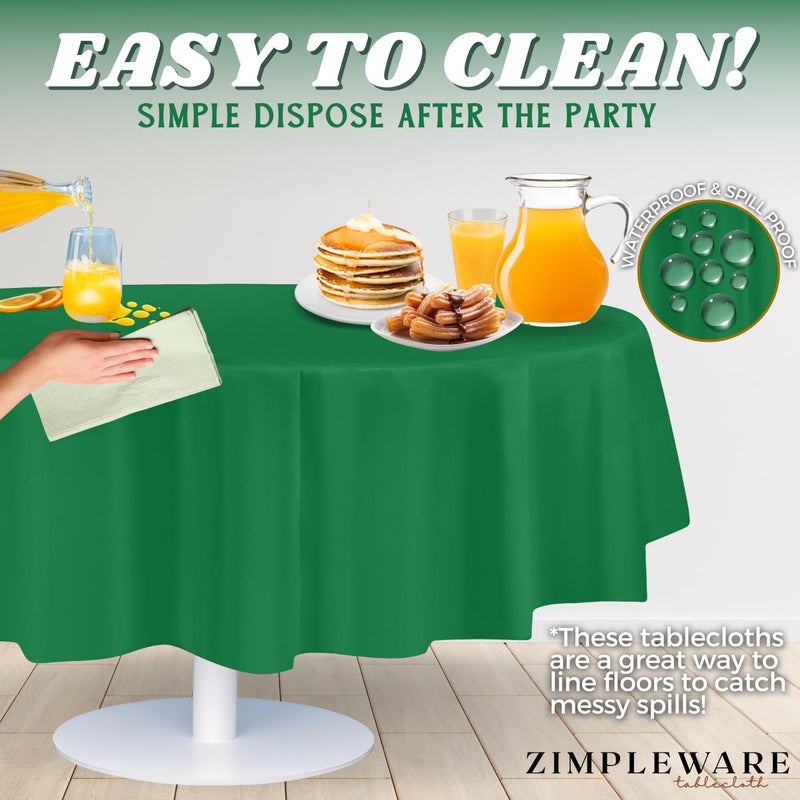ZIMPLEWARE Premium Green Plastic Table Cloth Disposable (6 Pack) Round Tablecloth (84in) Party Table Cloths Disposable, Perfect Table Cloth Round Cover for Any Table Up to 6 Feet - Image 5